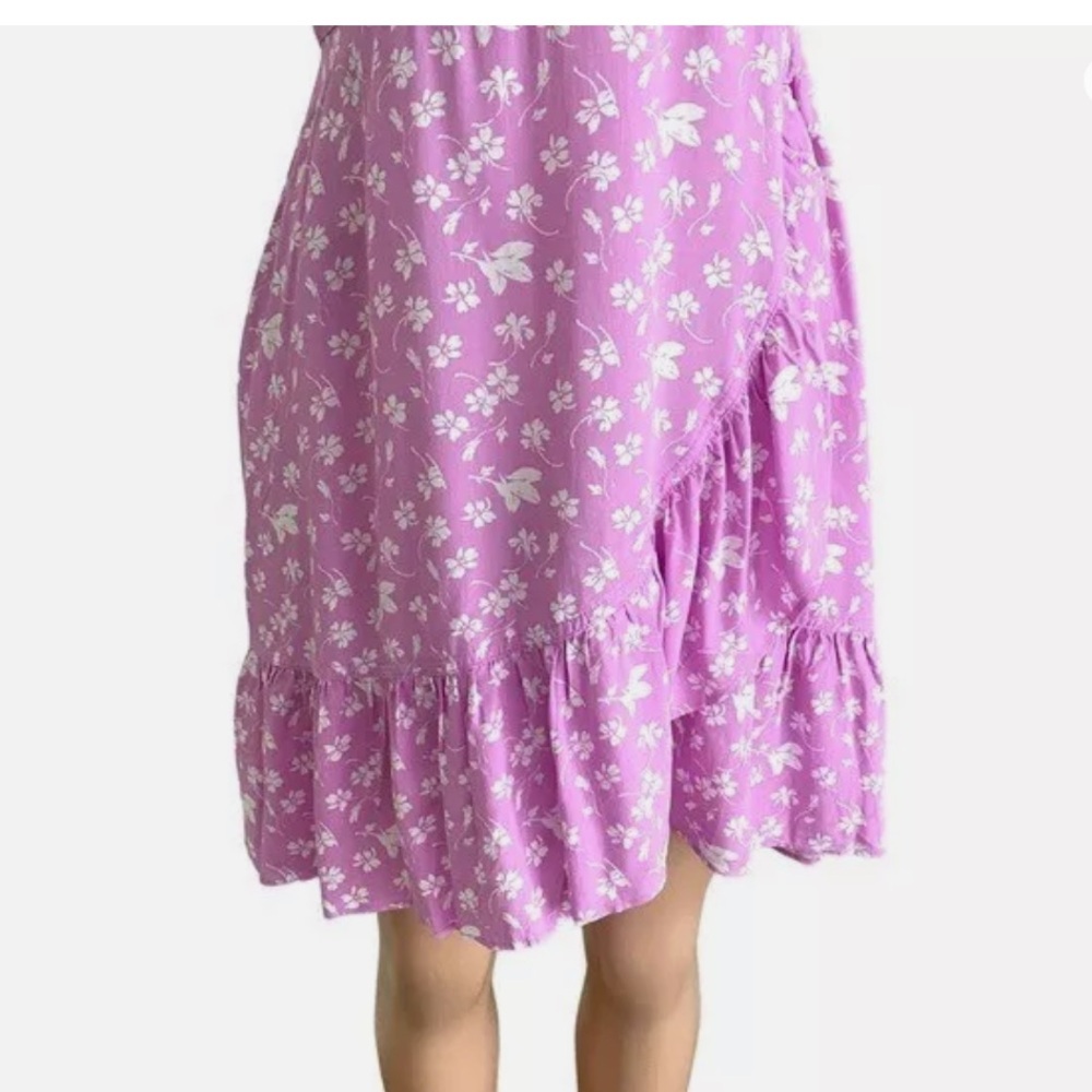 J. Crew Purple Floral Faux Wrap Ruffle Dress - Picture 8 of 11